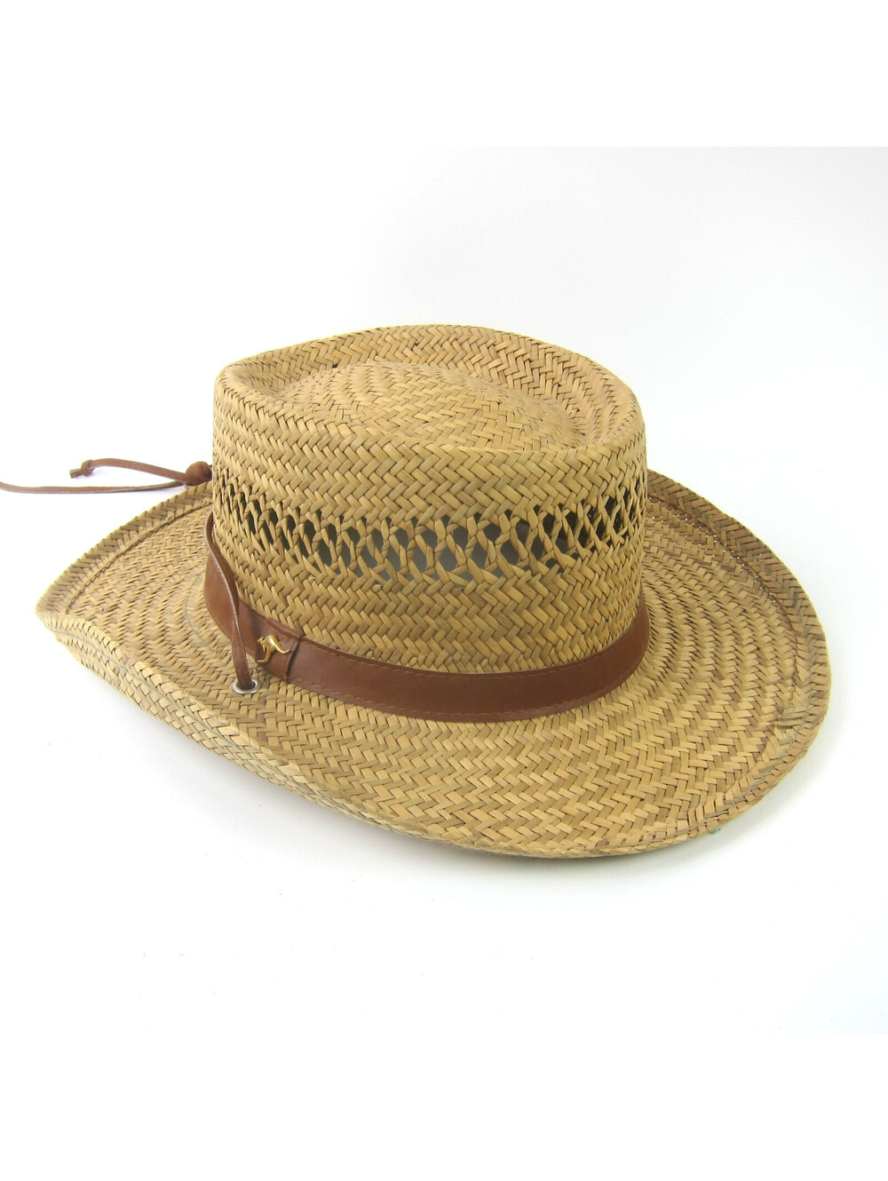 Vintage Men's Straw Hat Summer Club XL 22" Panama Hat Brimmed Sun Hat Australia